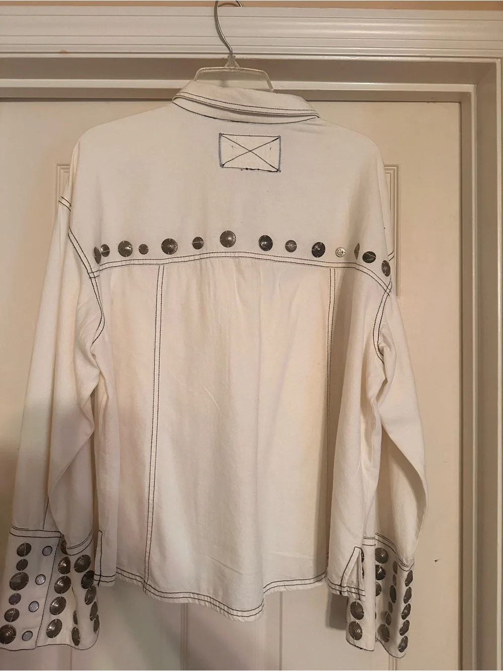 Free People Cream Jean Jacket with Silver Studs - Picture 2 of 2